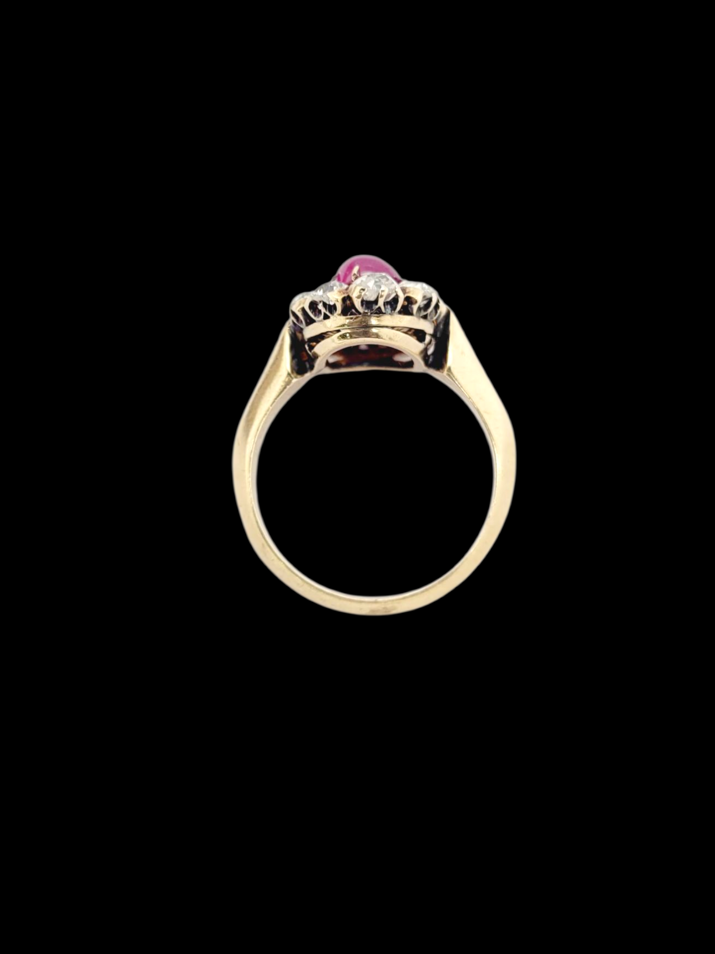 Gem cabochon ruby and antique diamond cluster ring
SKU: 8140
