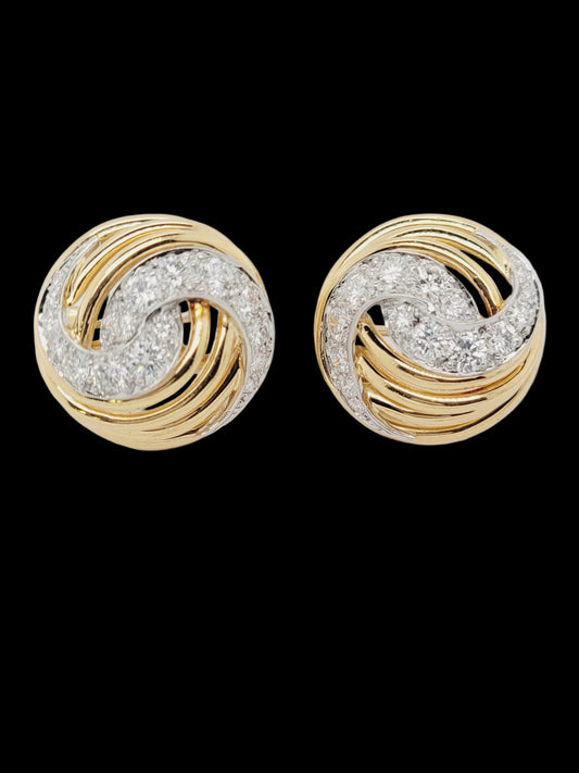 Cool vintage diamond and 18ct gold earrings sku 8761