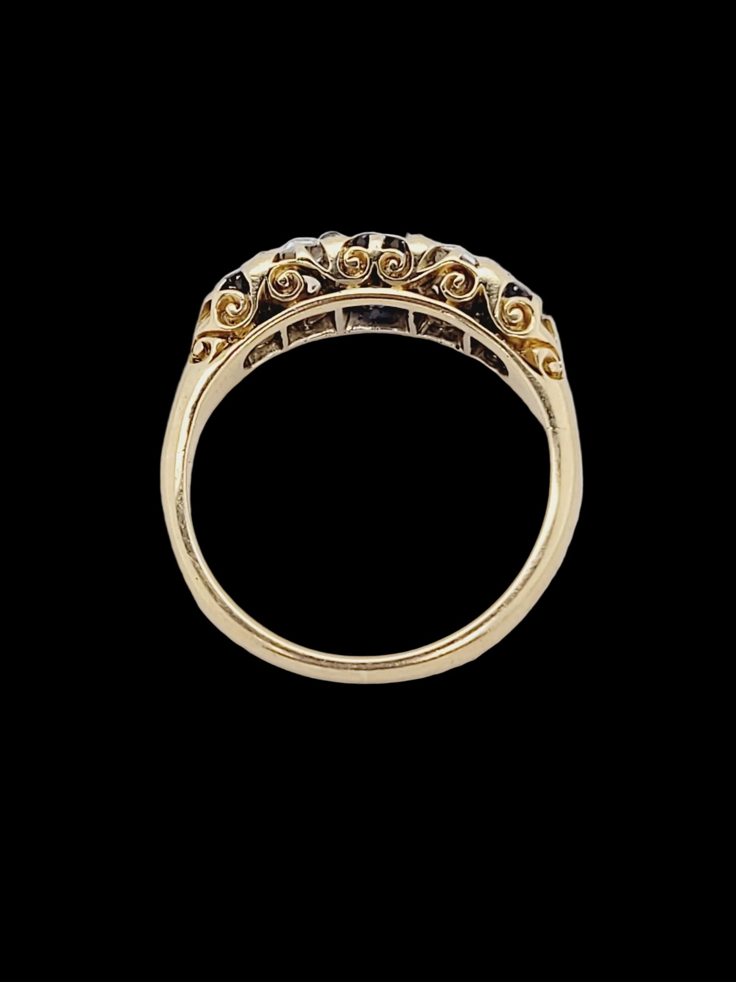 Antique sapphire and diamond engagement ring sku 8824