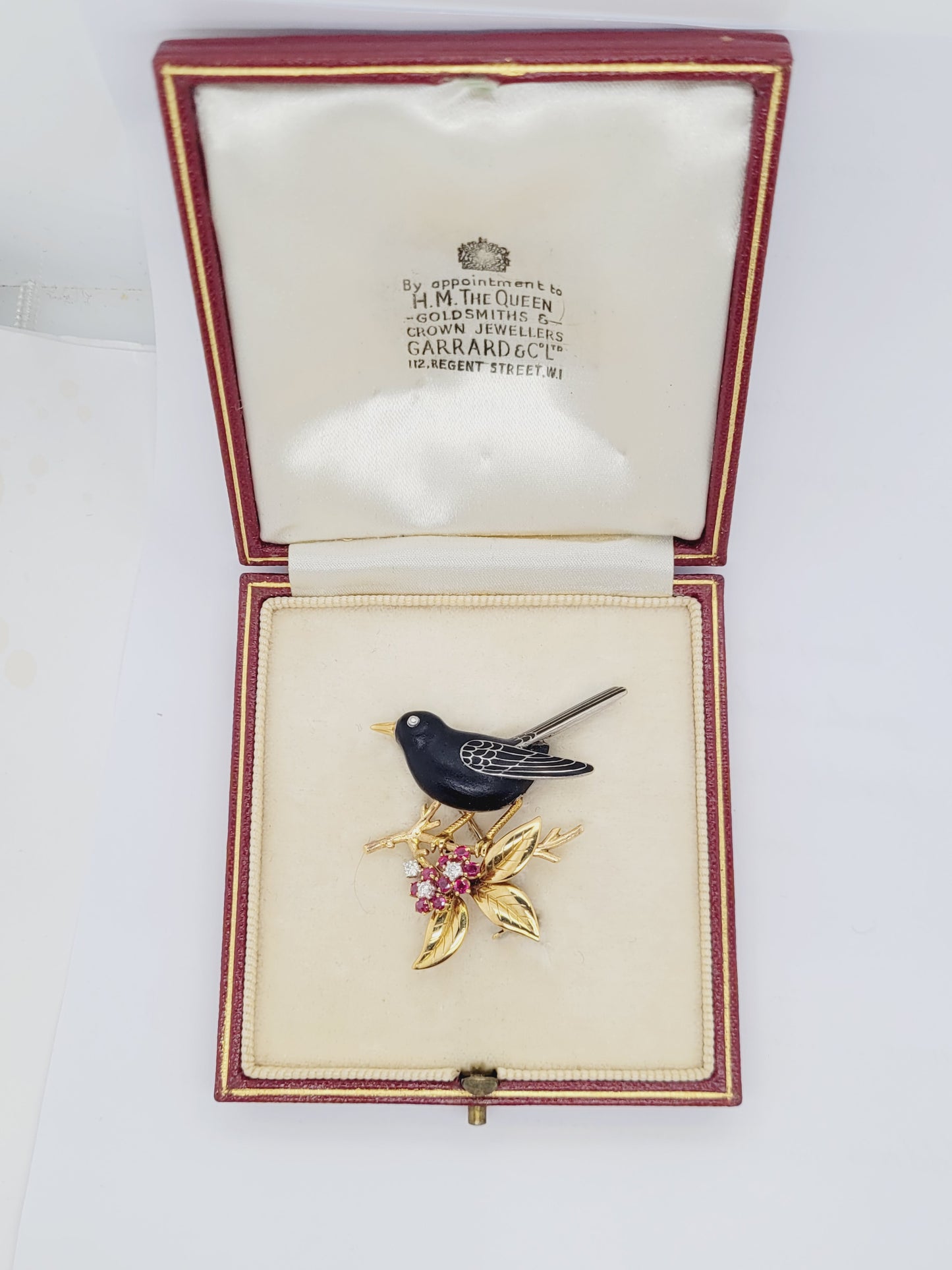 Black bird Vintage Garrards brooch sku 8711