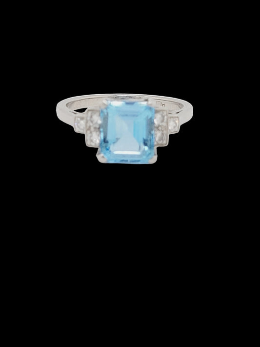 Aquamarine and diamond dress ring sku 8682