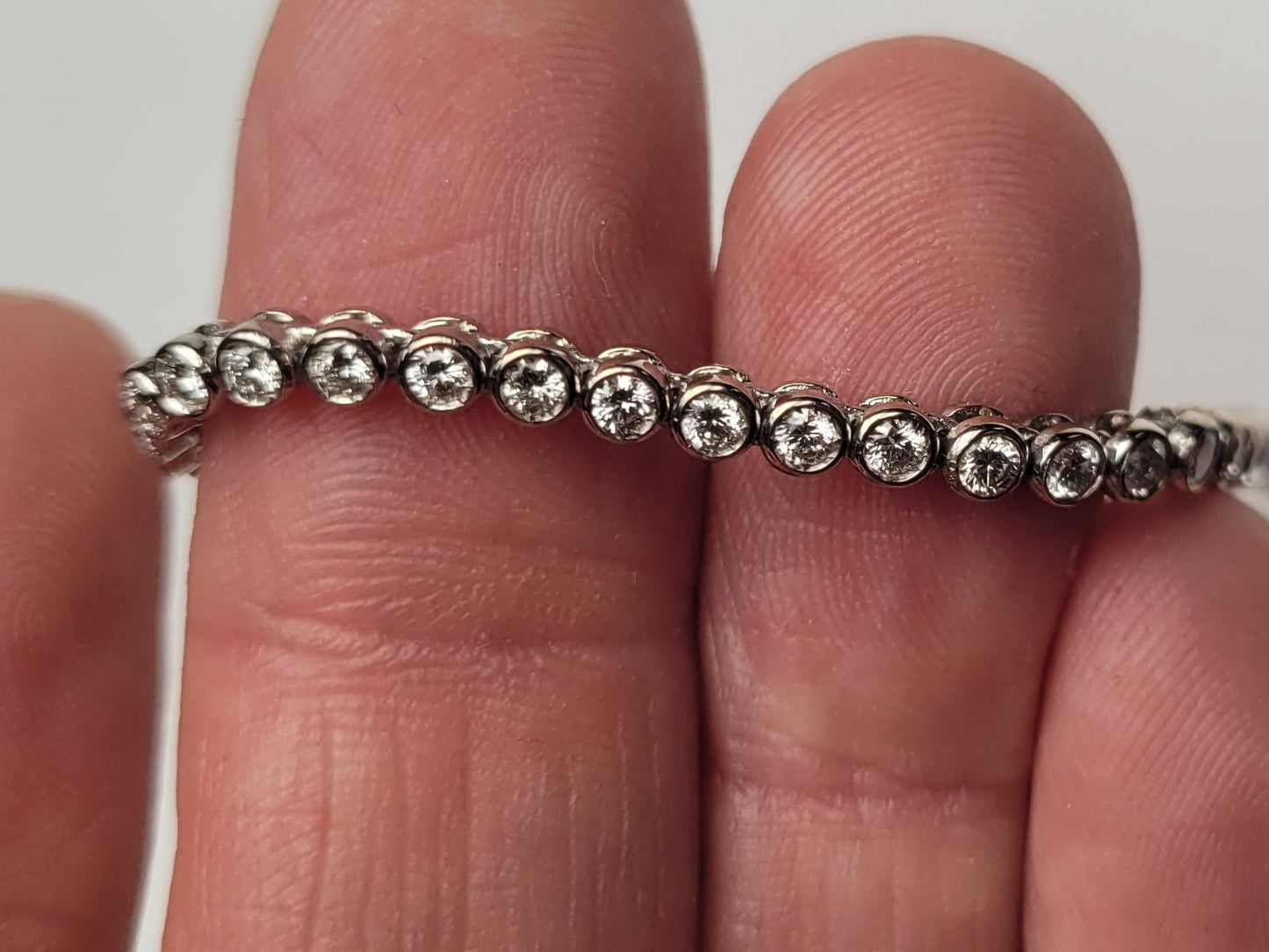 Bezel set diamond tennis bracelet sku 8979