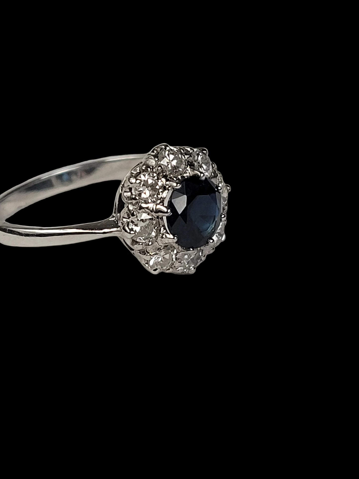 Antique sapphire and diamond cluster engagement ring sku 8837