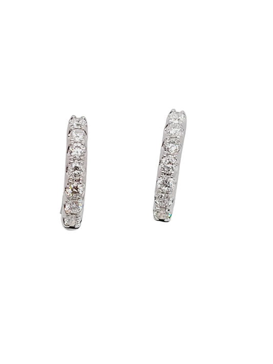Pair of small diamond hoop earrings sku 9162