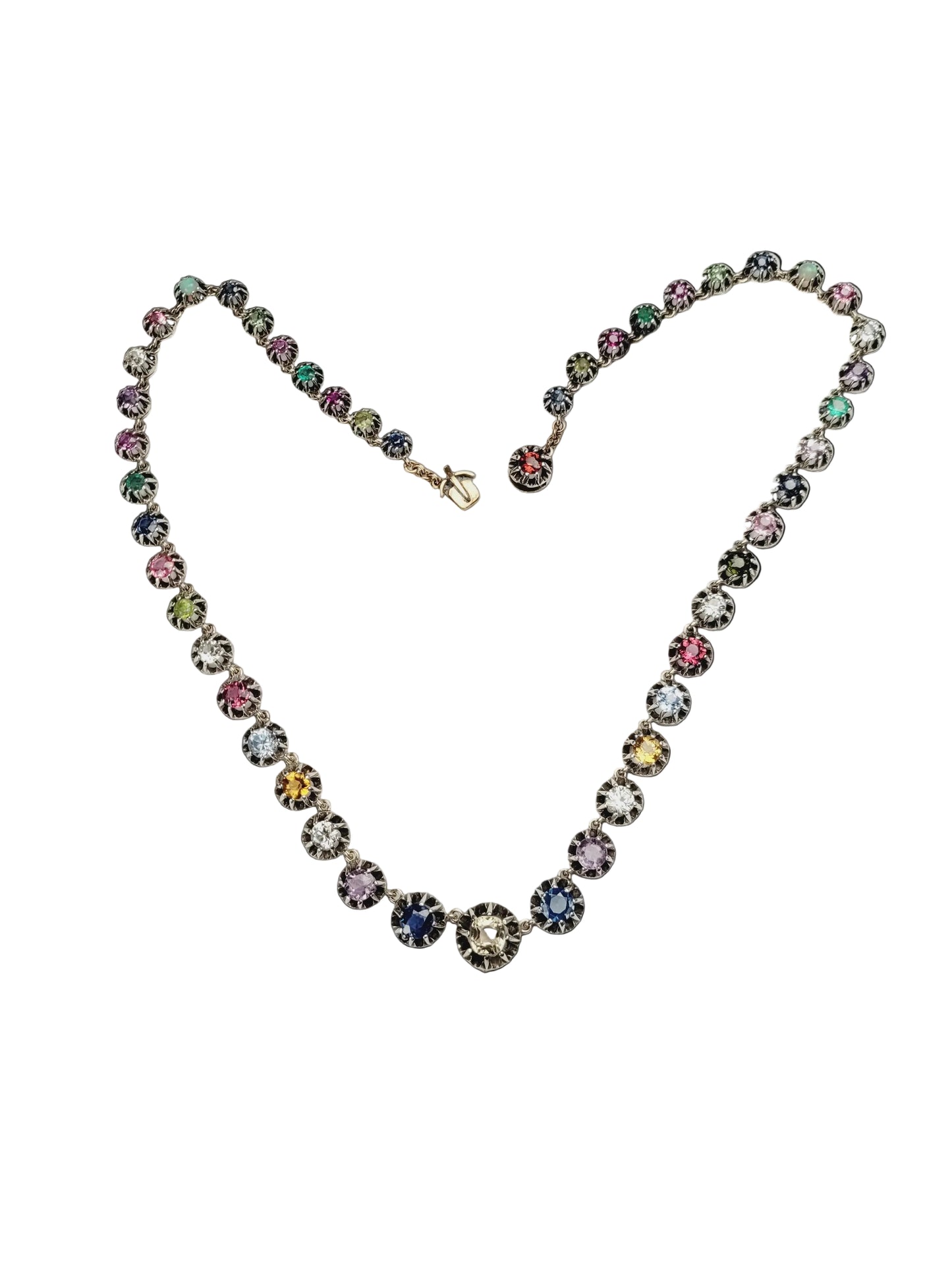 Antique harlequin gem riviere necklace sku 8981