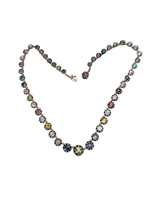Antique harlequin gem riviere necklace sku 8981
