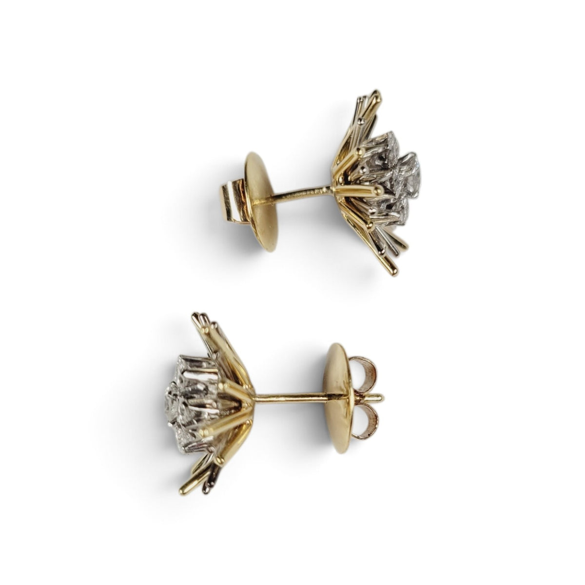 Vintage bicolour gold and diamond sputnik earrings sku 9183