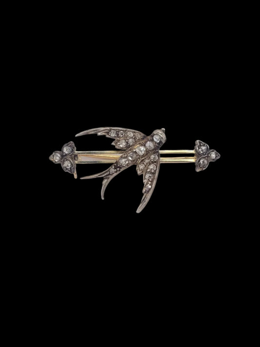 Antique diamond swallow brooch sku 8634