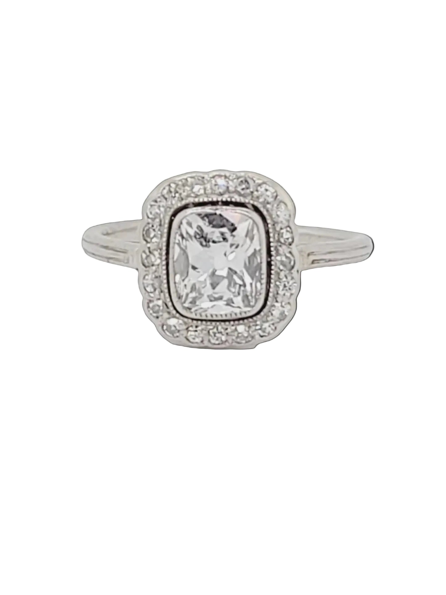 Antique art deco paruzzi cut diamond halo engagement ring sku 8953