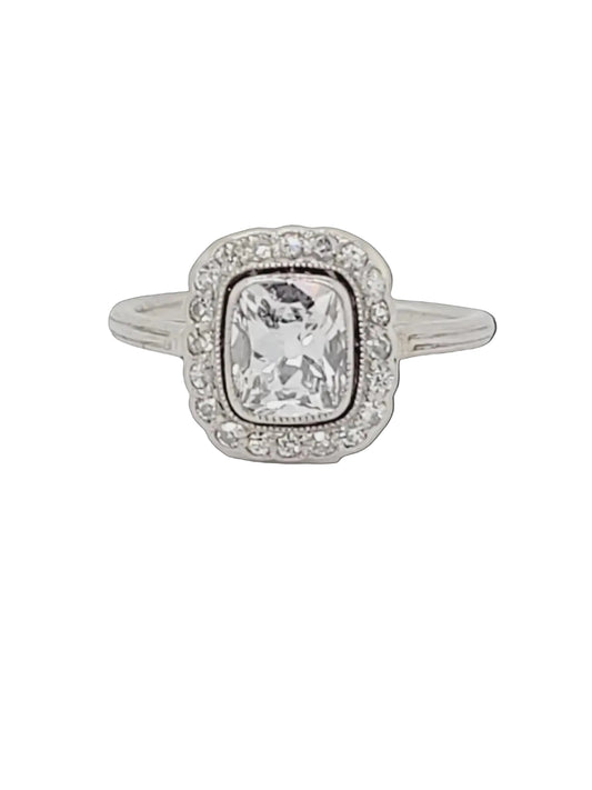 Antique art deco paruzzi cut diamond halo engagement ring sku 8953