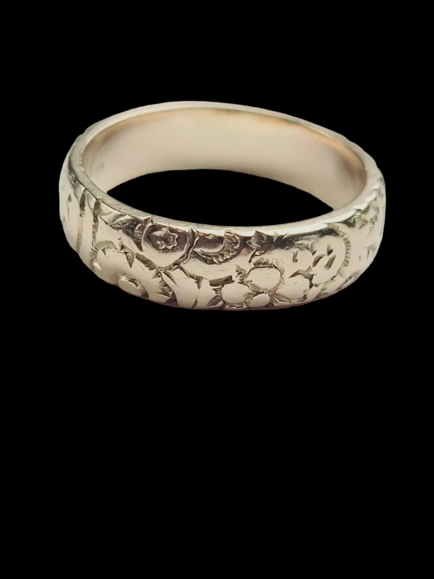 Antique engraved 18ct yellow gold wedding ring sku