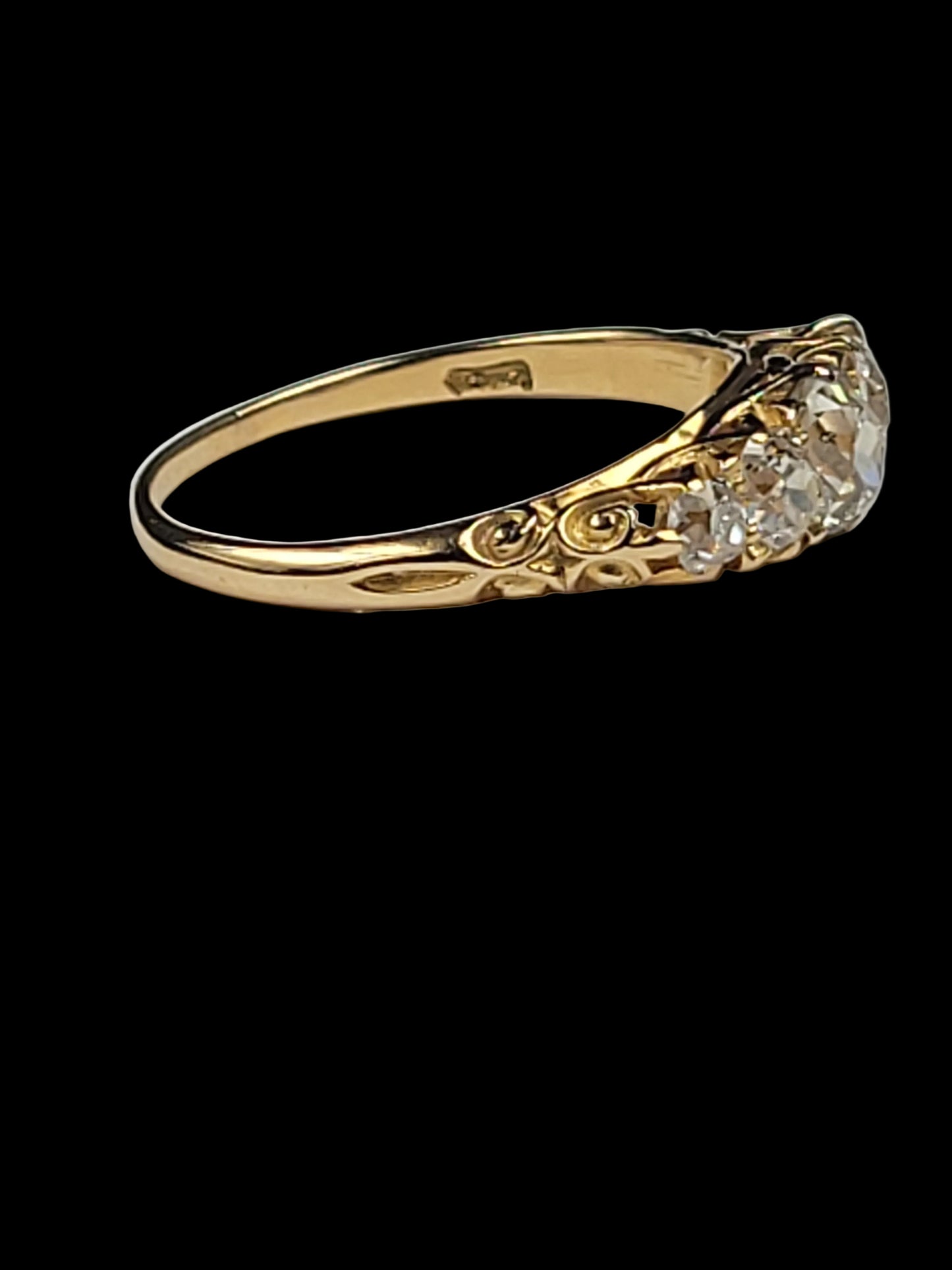 Antique old mine cut diamond five stone ring sku 8977