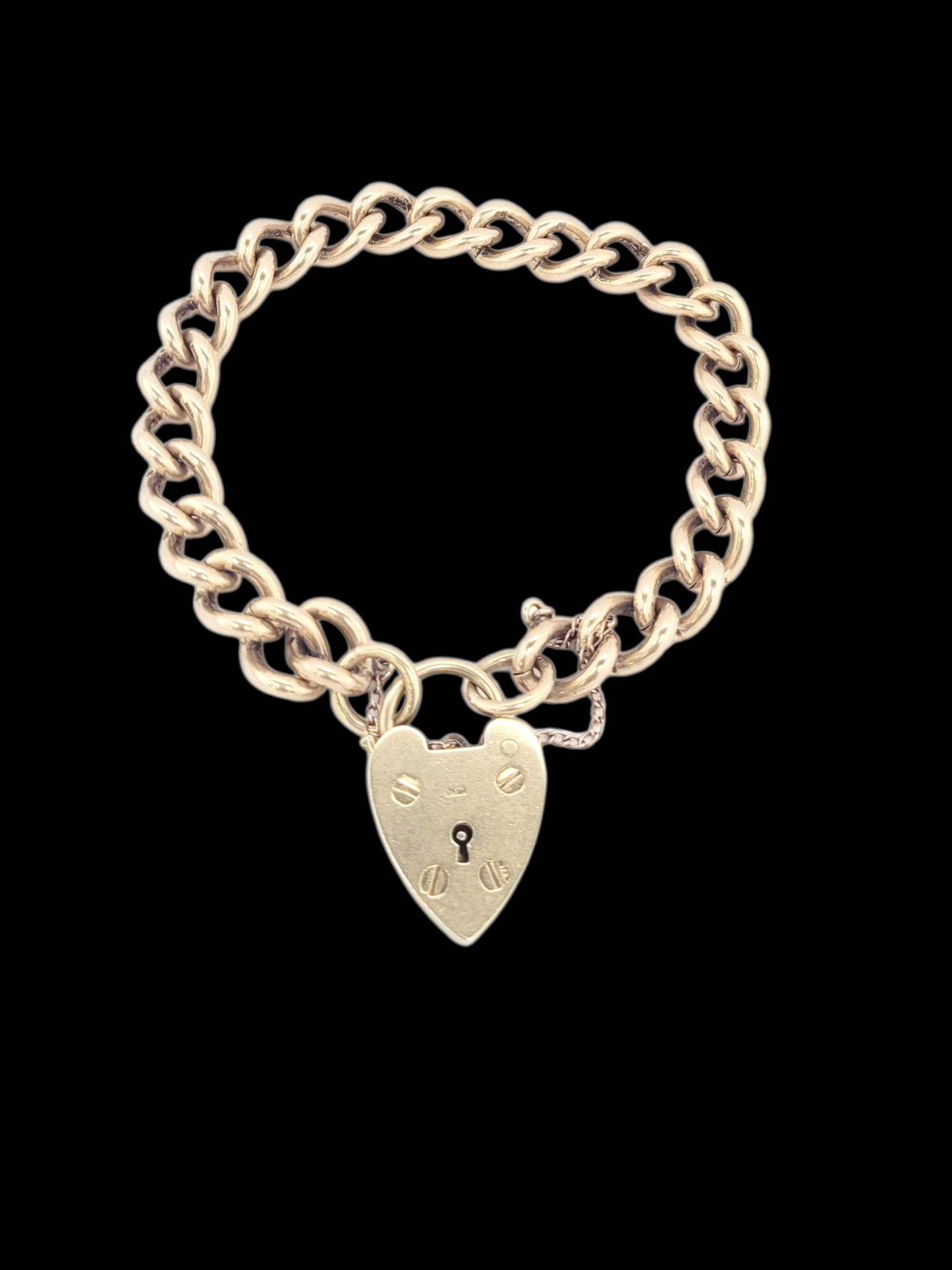 Heavy and solid antique 9ct gold curb bracelet sku 8462