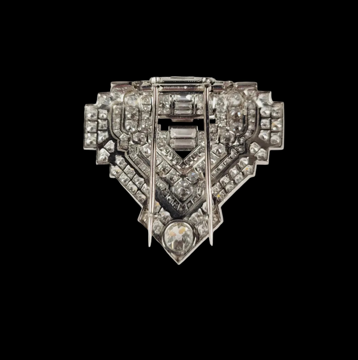 Art deco diamond dress clip brooch sku 8629