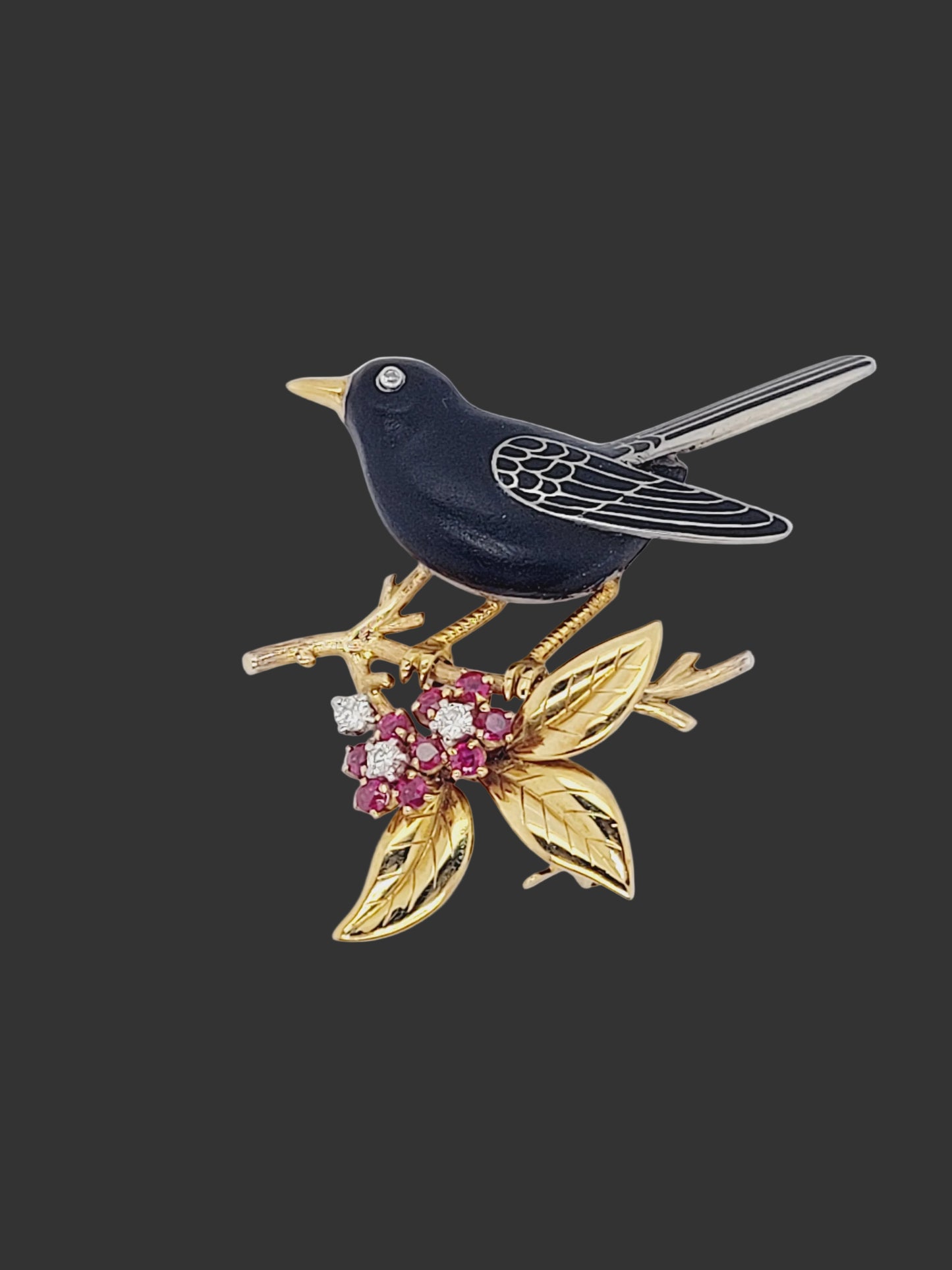 Black bird Vintage Garrards brooch sku 8711