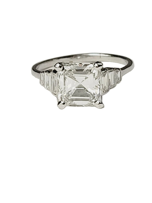 Cool Art deco 3ct Square carre cut diamond engagement ring sku 9091