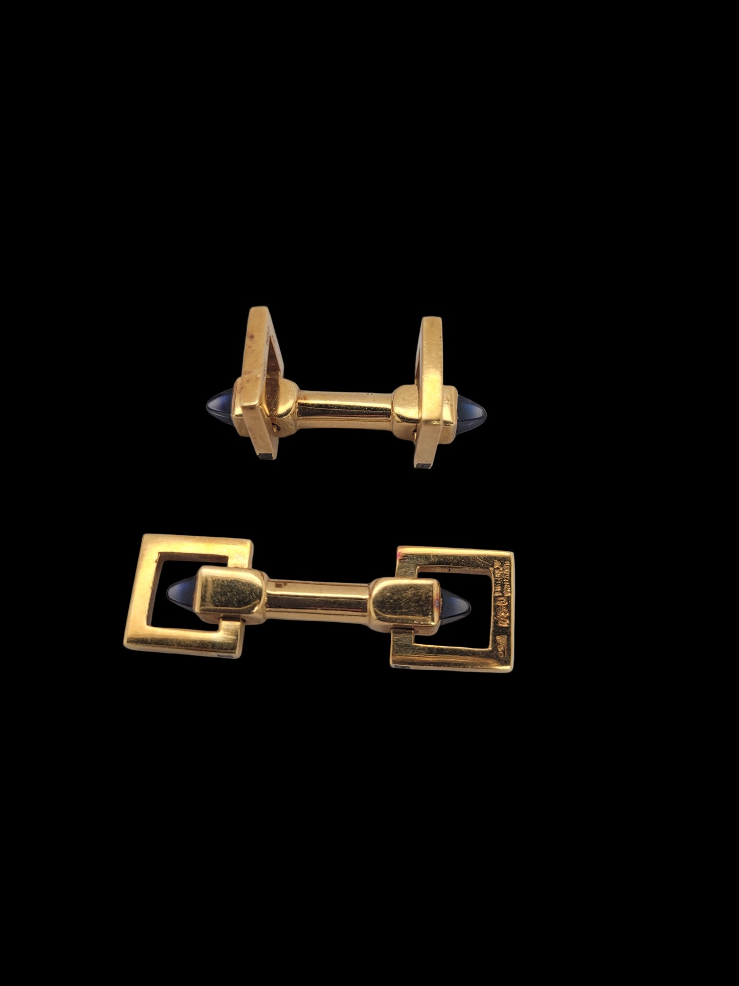 Vintage 18ct gold and sapphire stirrup cufflinks sku 8519