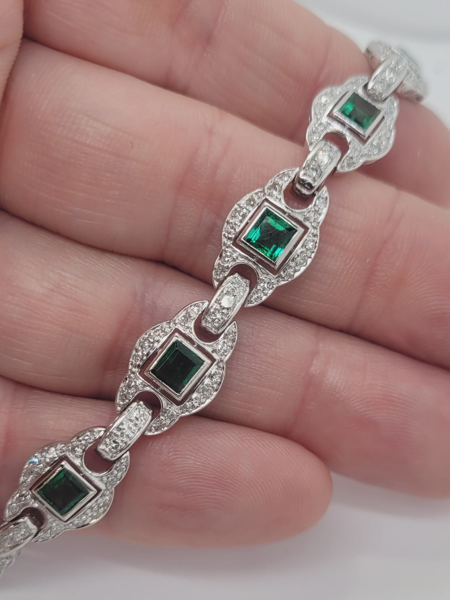 Artdeco emerald and diamond bracelet sku 9203