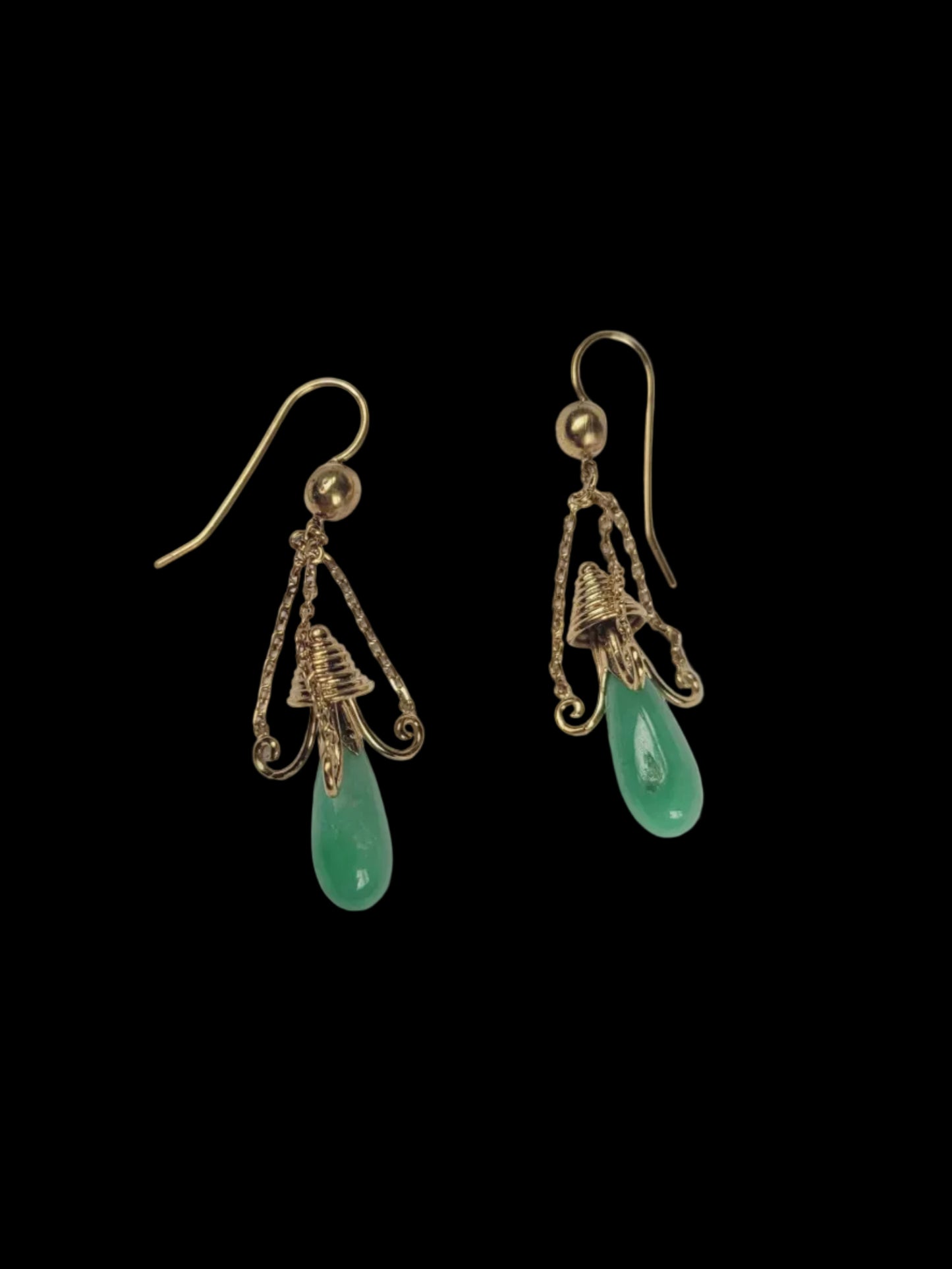Antique jade chandelier earrings sku 8721