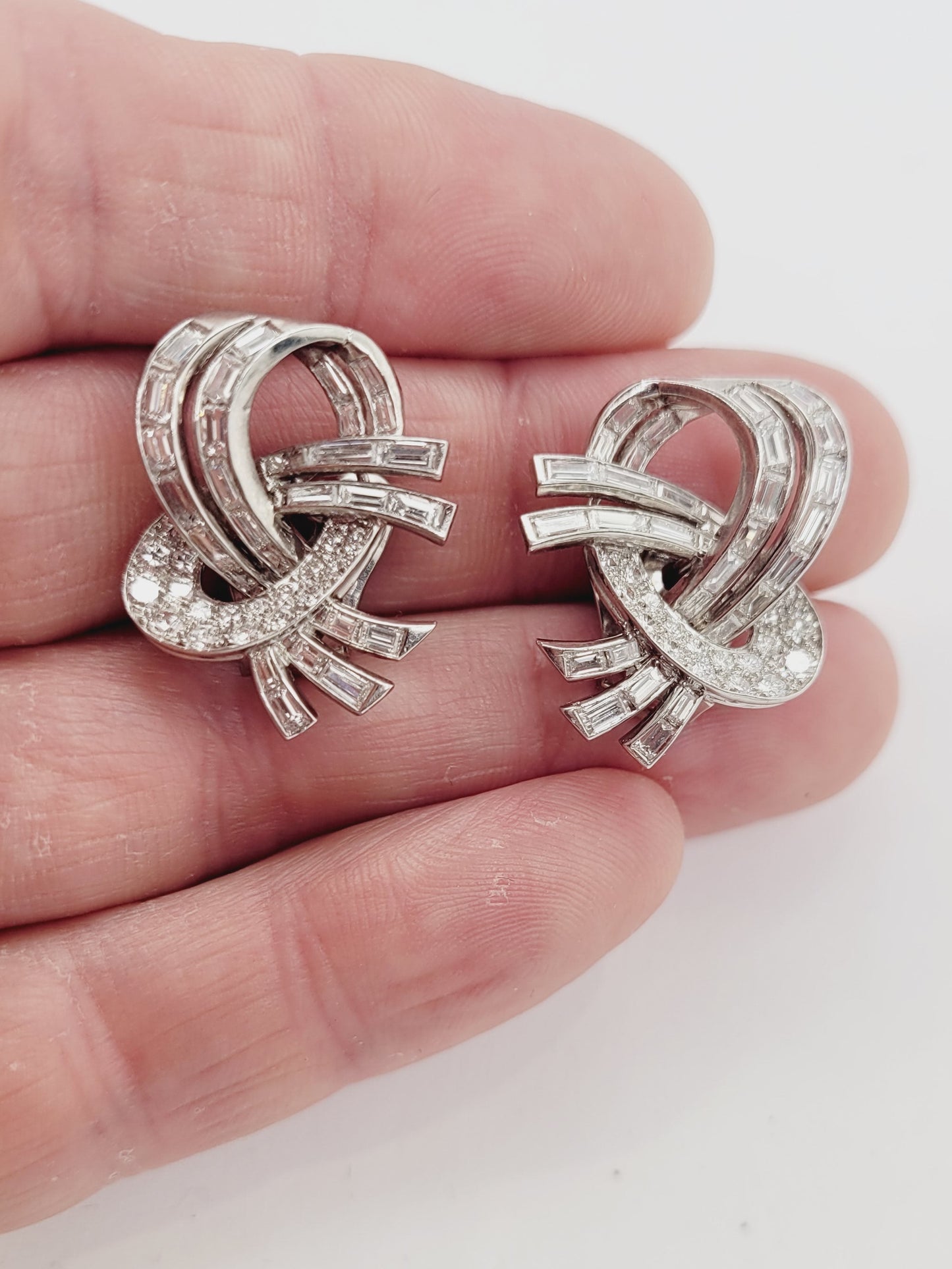 1930's art deco diamond bow earrings sku 9003