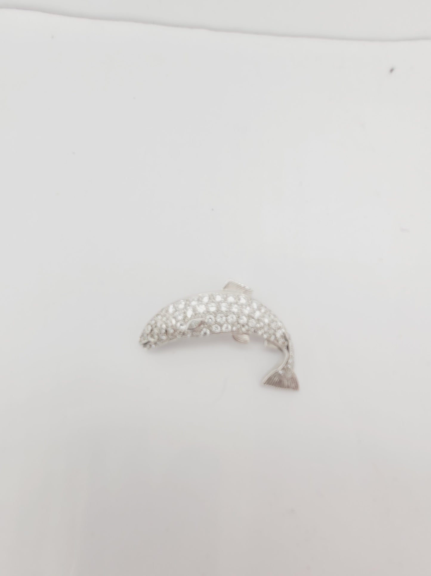 Leaping salmon diamond set brooch sku 9060