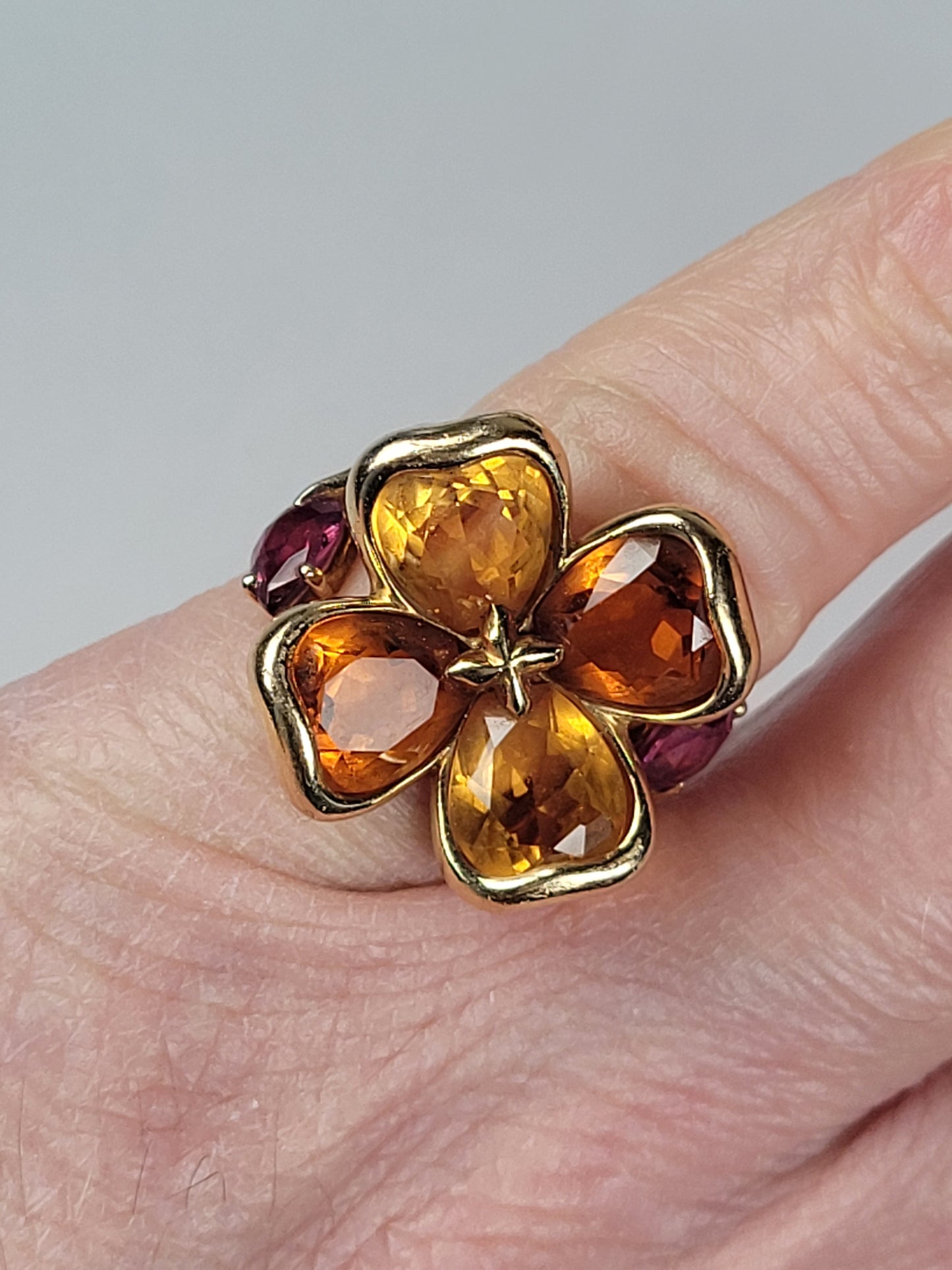 Vintage Channel amethyst and citrine ring Sku 8727