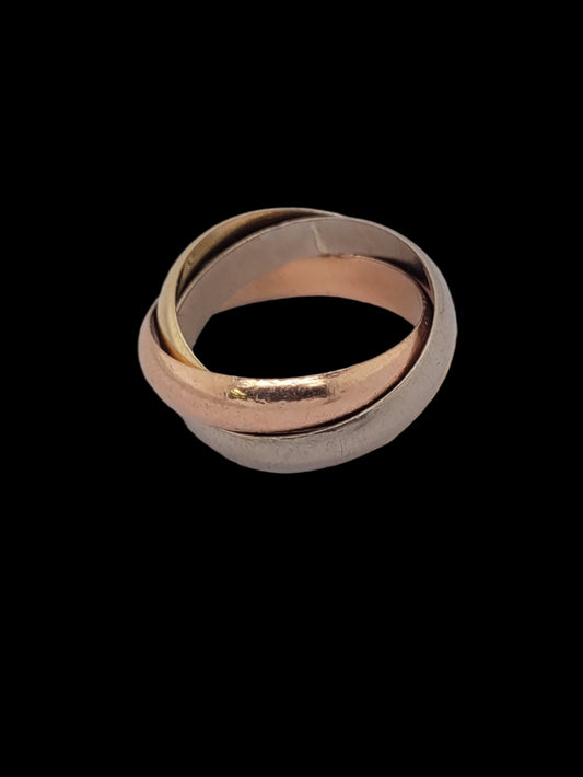 Three colour gold Russian wedding ring sku 8530
