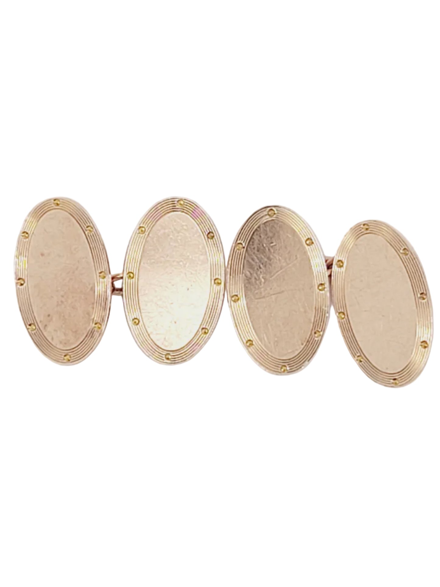 Pair of antique 9ct Rose gold oval cufflinks sku 9185