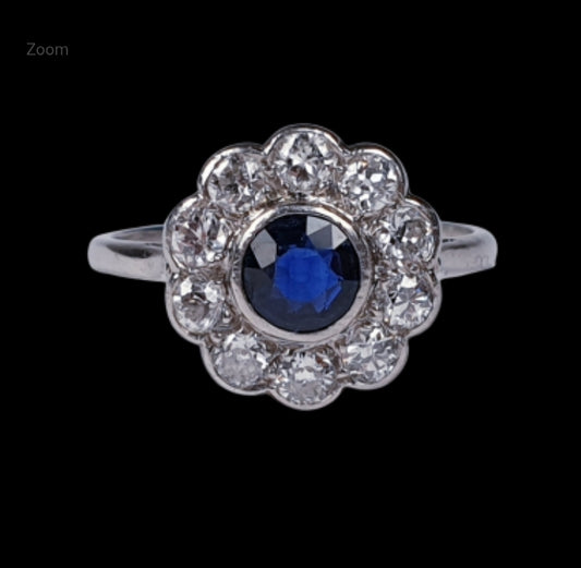 Art Deco Sapphire and Diamond Cluster Ring
SKU: 2338