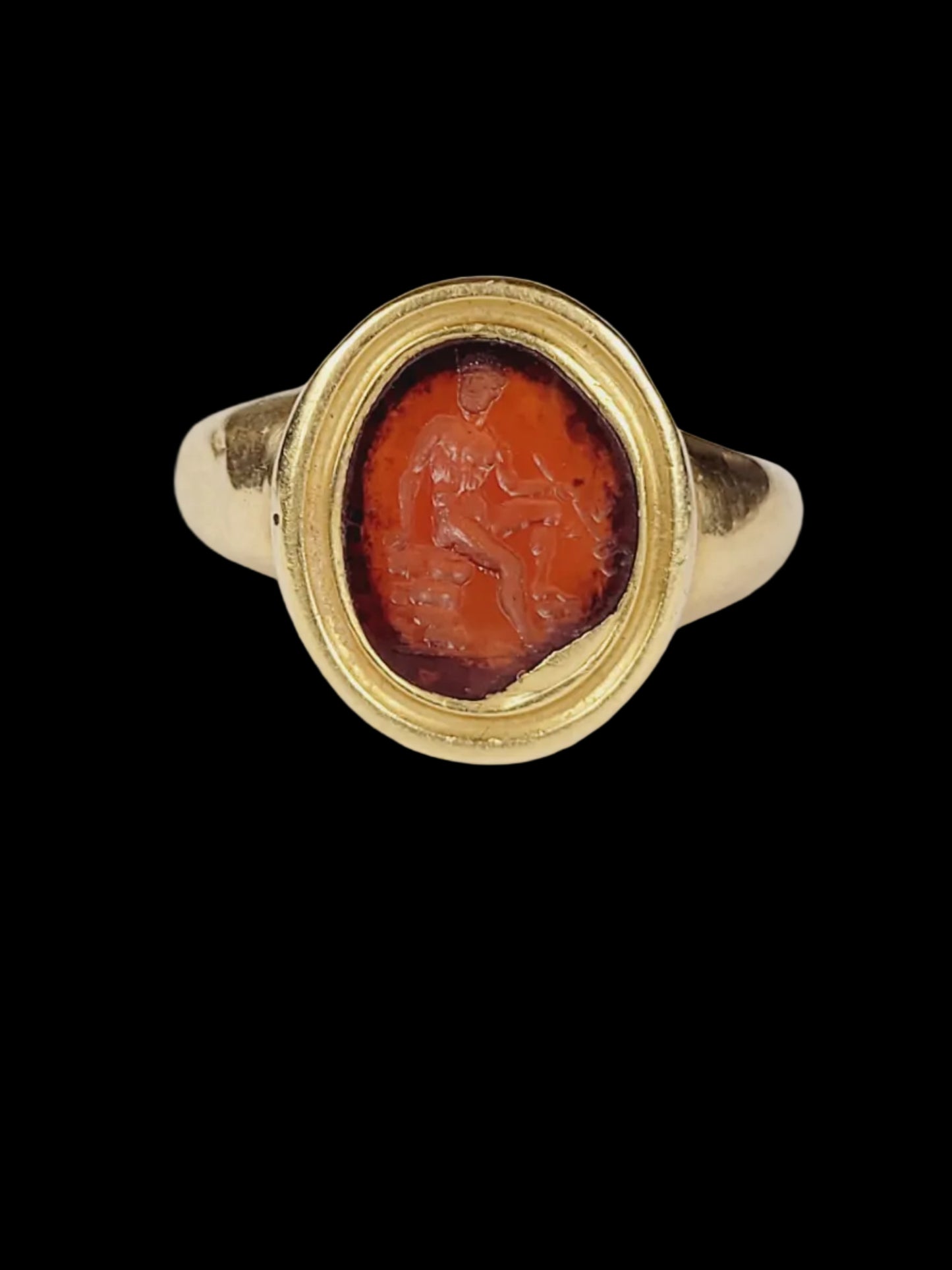 Ancient intaglio of Mercury Roman gold ring sku 8863