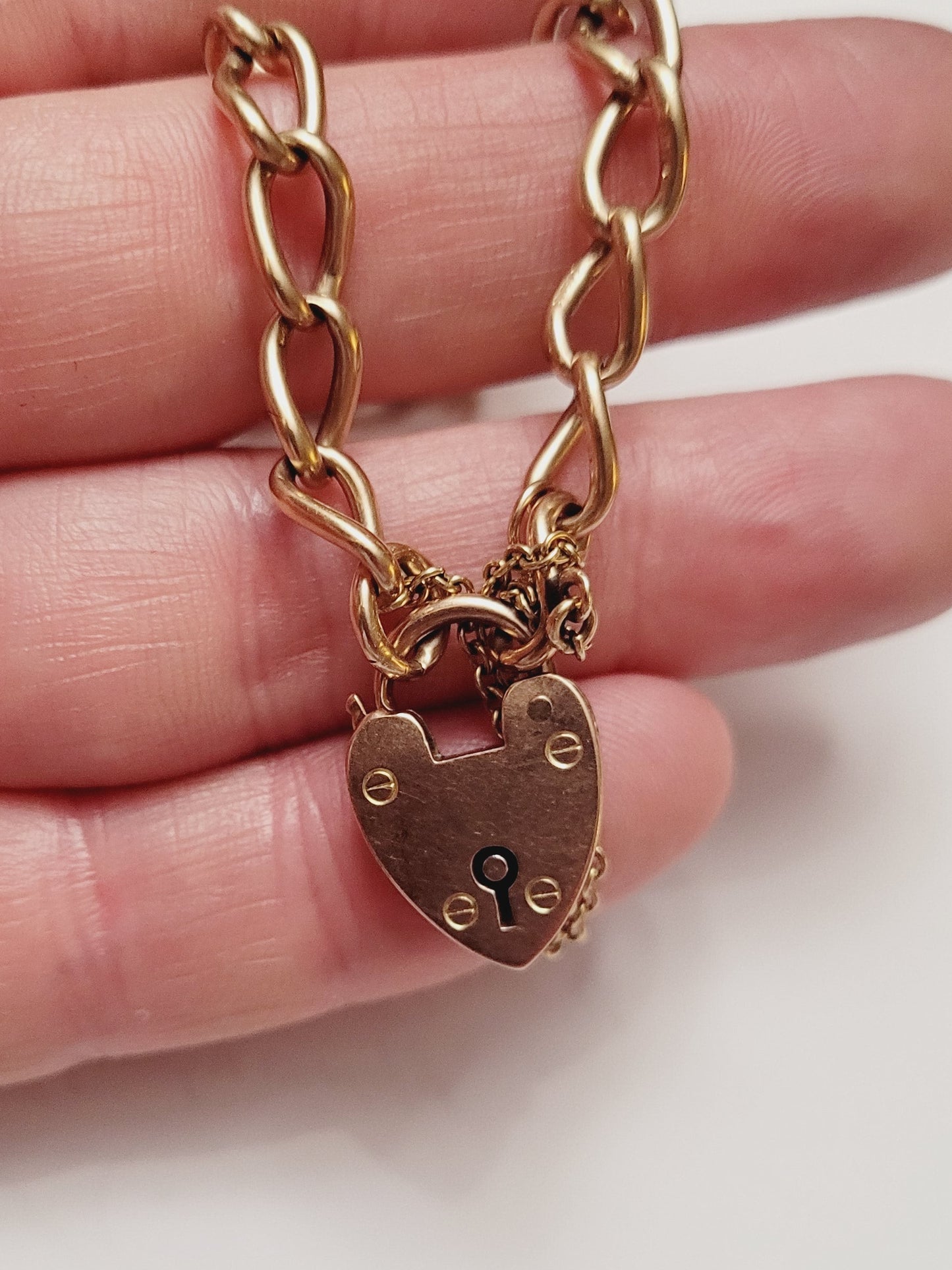 Antique 9ct yellow gold charm bracelet sku 8937