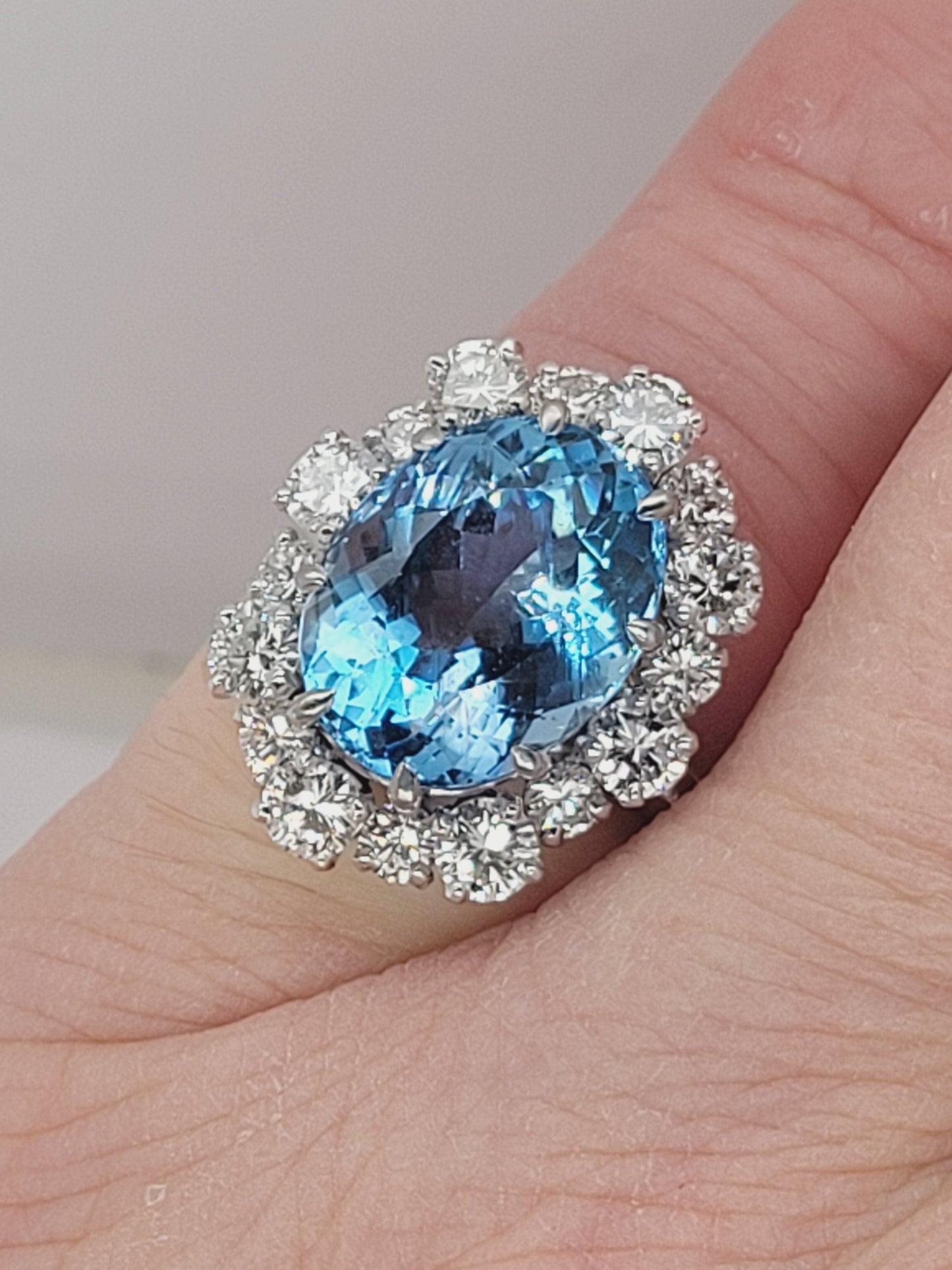 Vintage 1960's aquamarine and diamond dress ring sku 9028