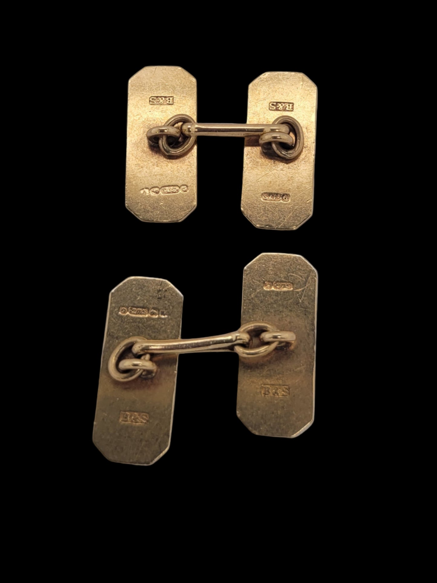 Antique engine turned 9ct gold cufflinks sku 8510