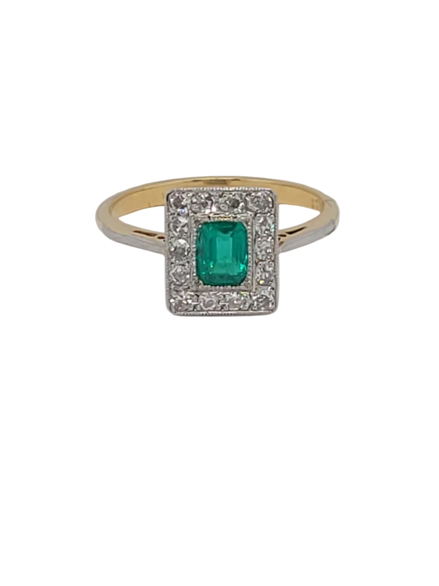 Edwardian emerald and diamond engagement ring sku 9199