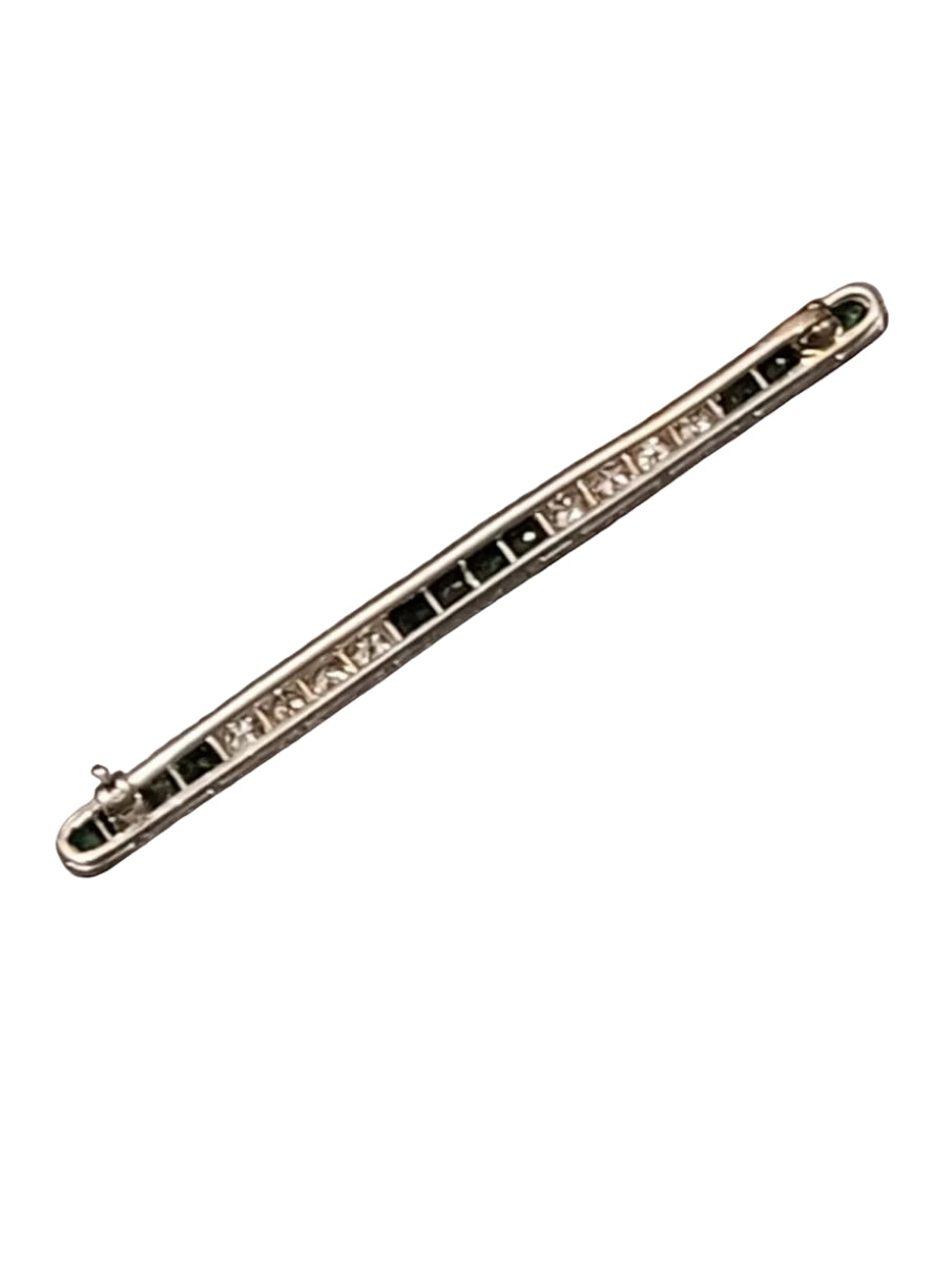 Strong Art deco emerald and diamond brooch sku 9107