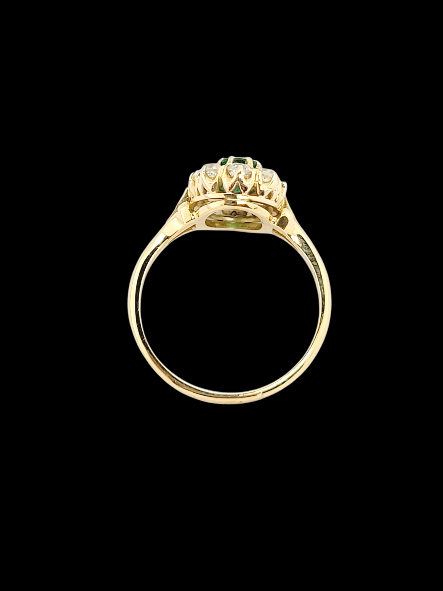 Antique emerald and diamond cluster engagement ring
SKU: 8143