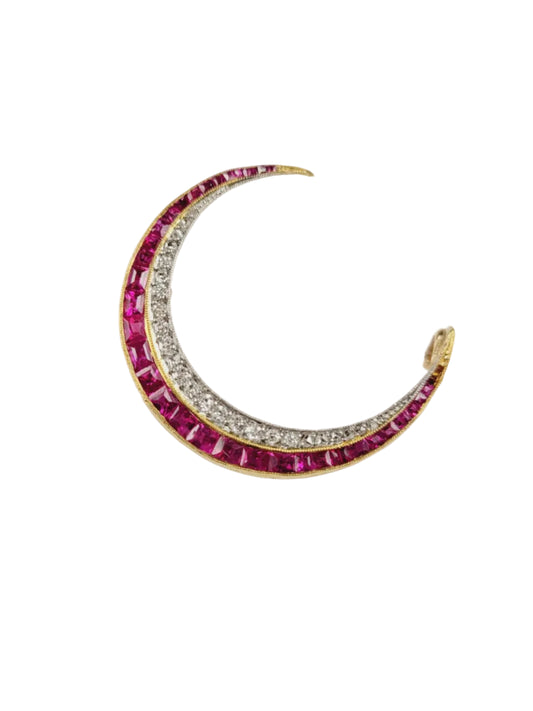 Fine Antique ruby and diamond  crescent sku 9097