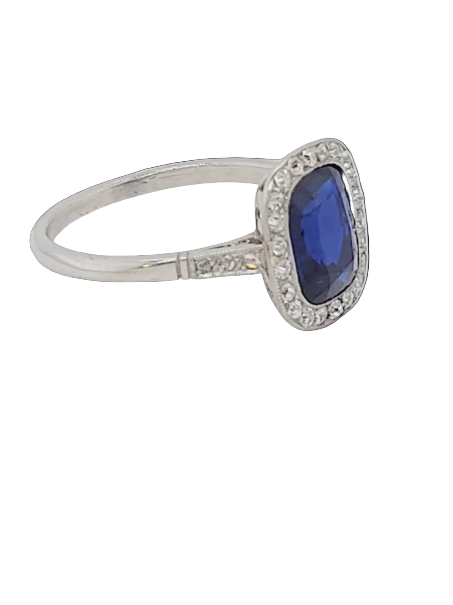 Edwardian natural sapphire and diamond cluster engagement ring sku 8952