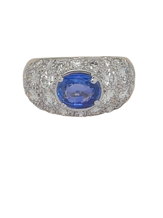 Sapphire and diamond bombe ring sku 9134