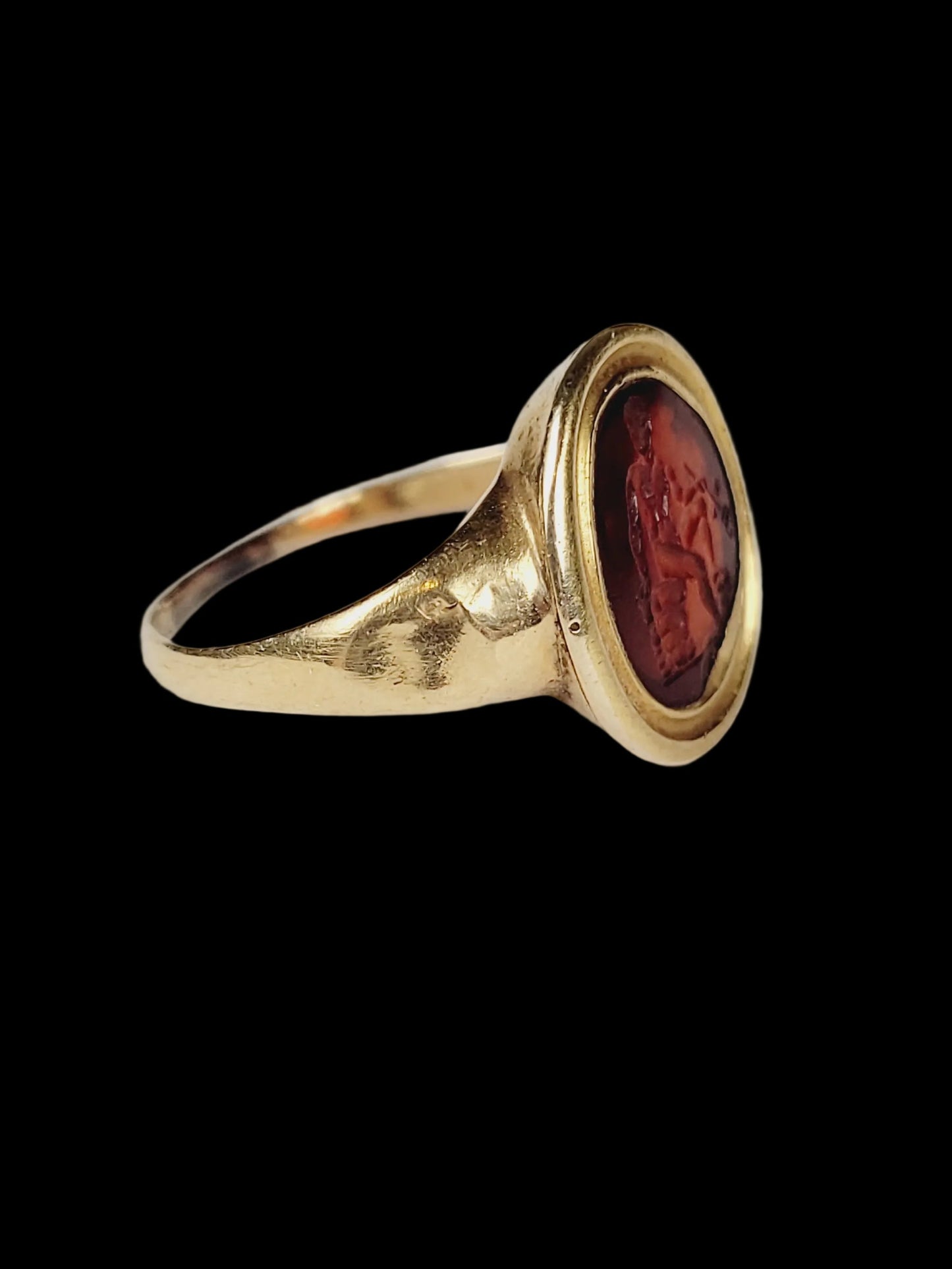 Ancient intaglio of Mercury Roman gold ring sku 8863