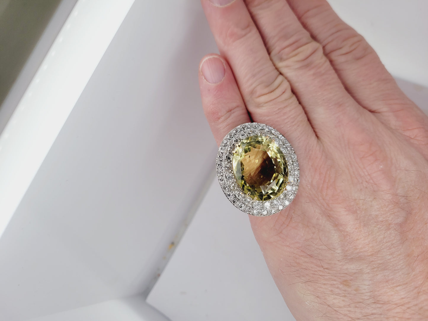 Vintage Yellow gem and diamond cluster dress ring
sku 8546