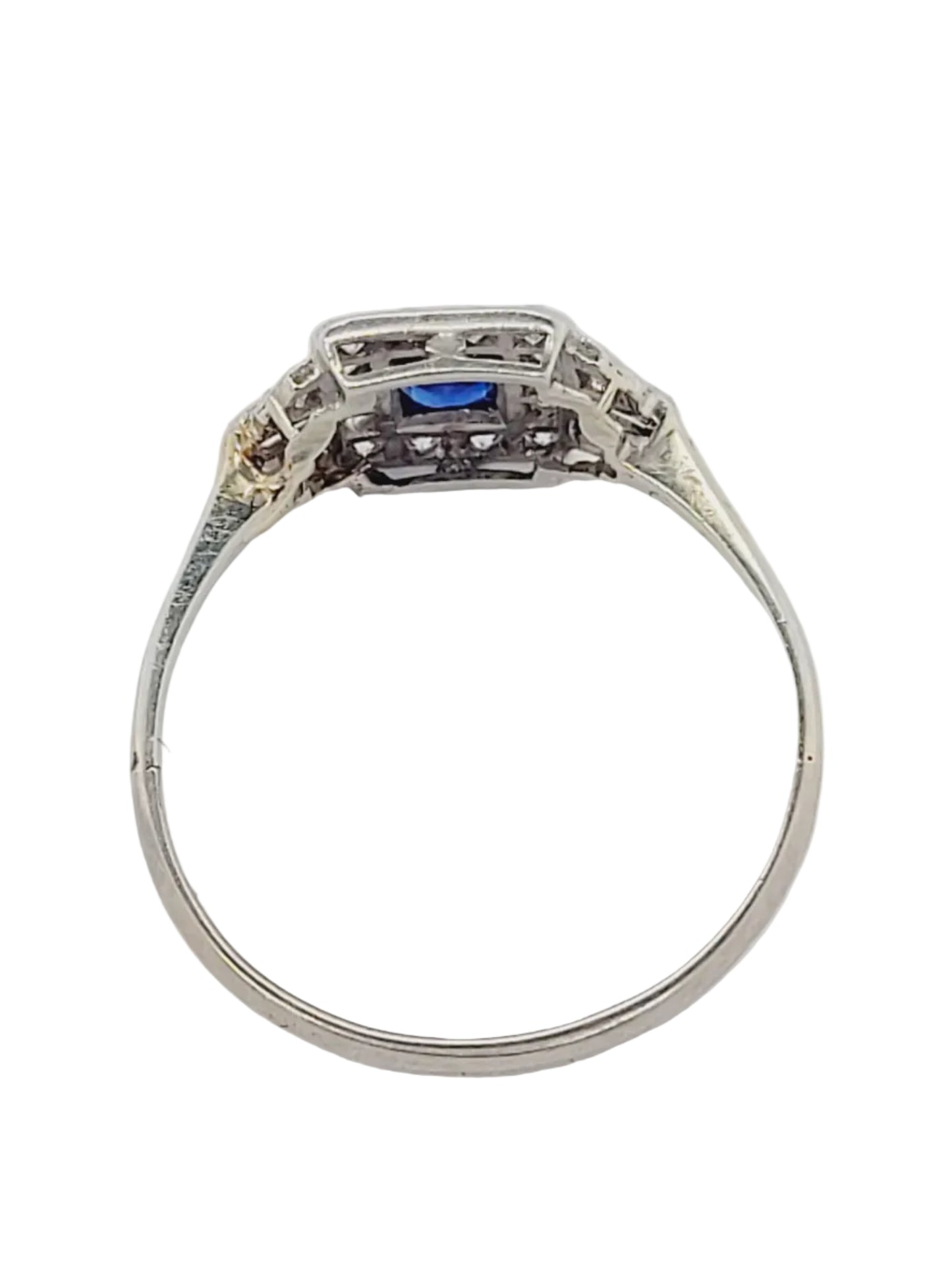 Art deco sapphire and diamond engagement ring sku 9076