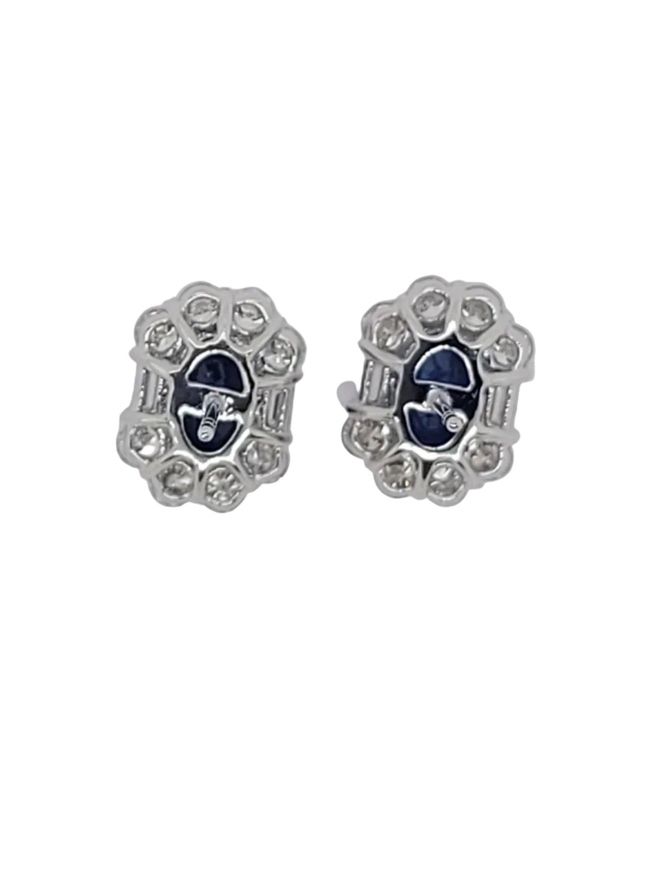 Sapphire and baguette diamond earstuds sku 9005