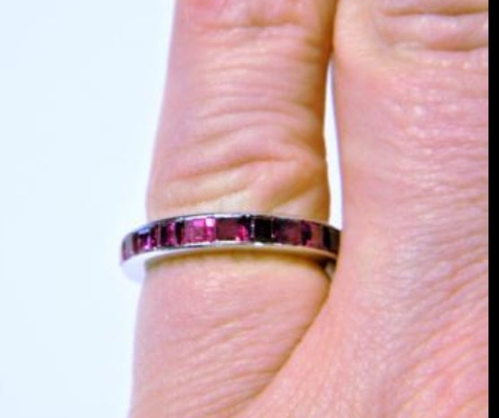 Full hoop ruby eternity ring set in platinum
SKU: 4030