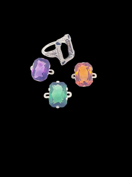 RARE interchangeable gemstone art deco ring
SKU: 8008