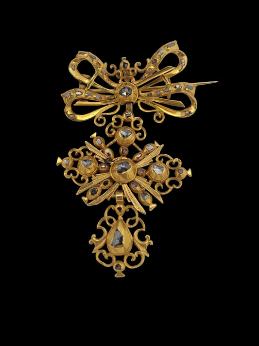 Rare Antique Iberian rose diamond gold pendant sku 8678