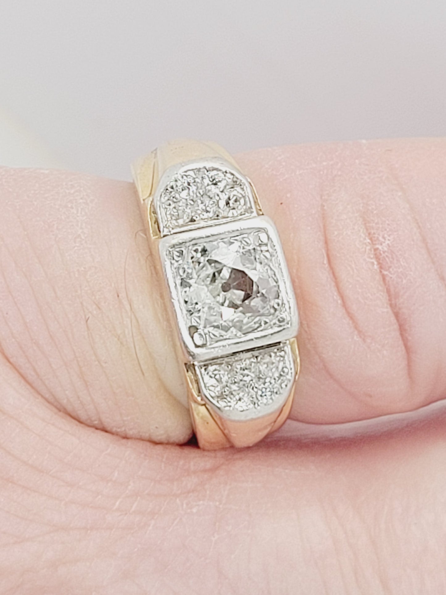 Old mine cut diamond tank ring sku 9078