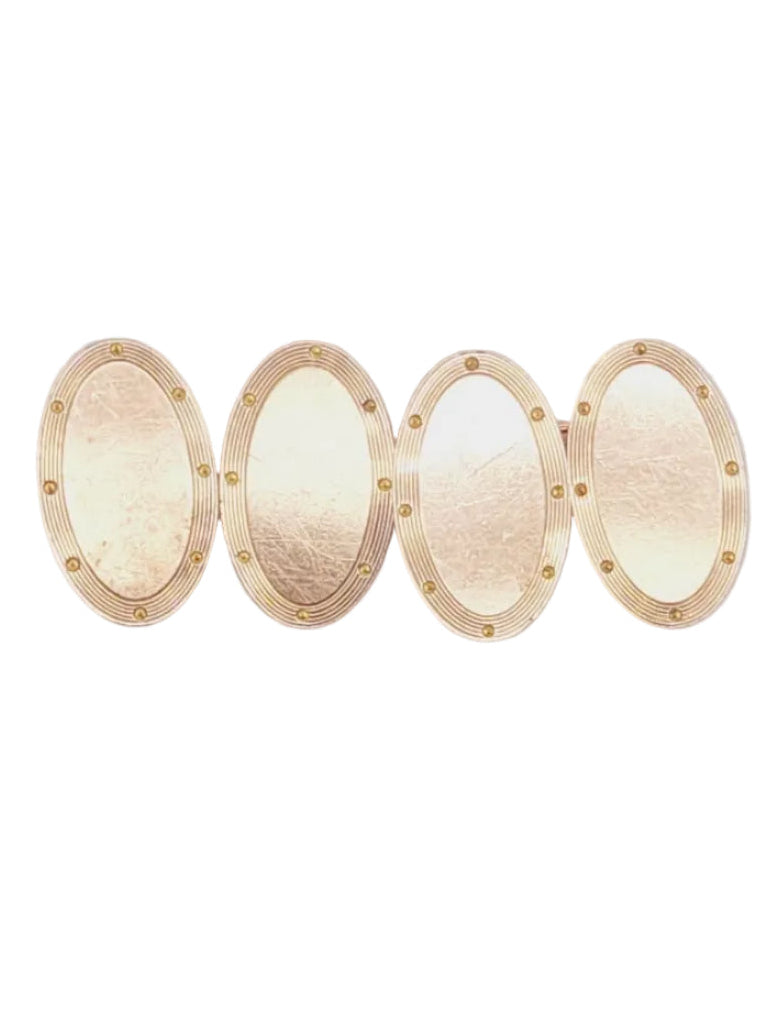Pair of antique 9ct Rose gold oval cufflinks sku 9185
