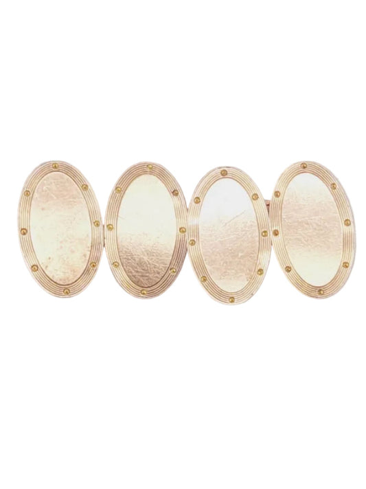 Pair of antique 9ct Rose gold oval cufflinks sku 9185