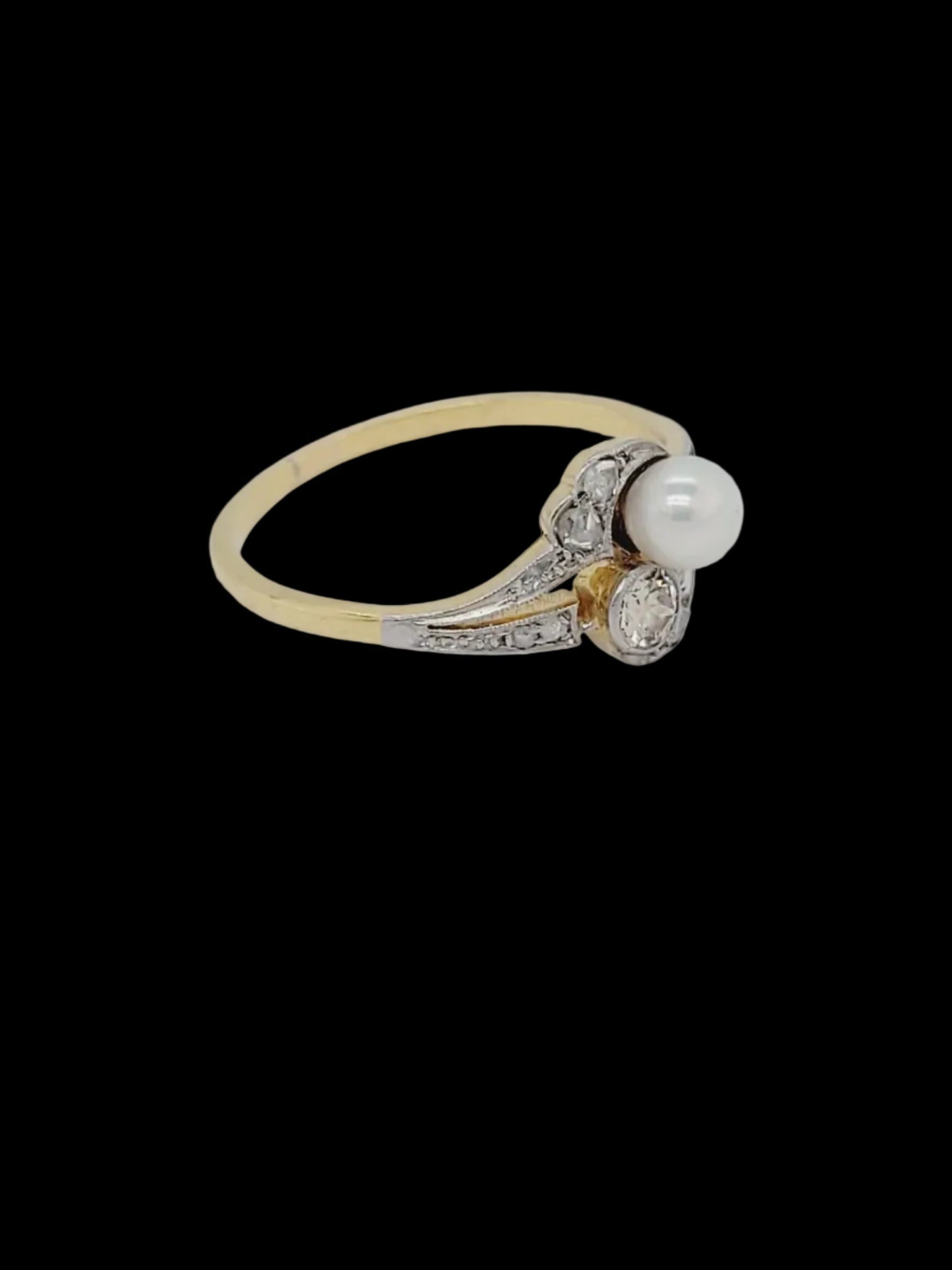 Art nouveau pearl and diamond  dress ring sku 8825